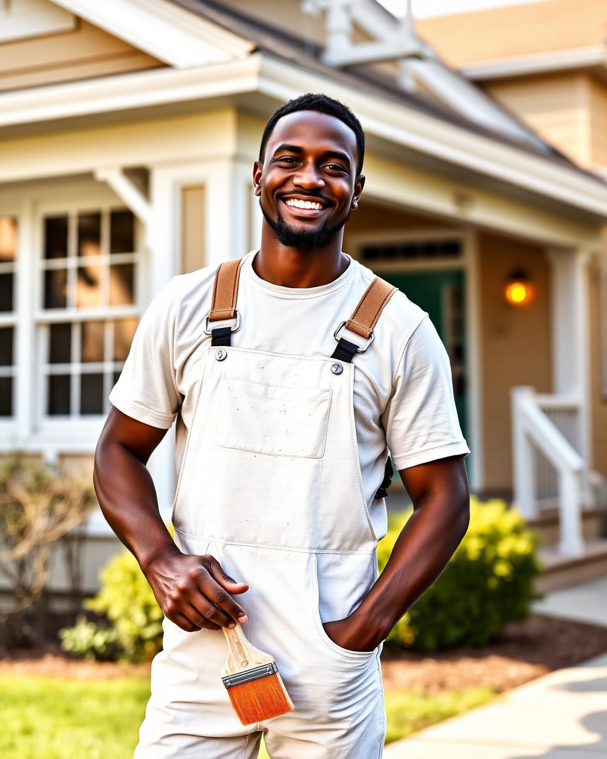 KWH Painting Services professional painter smiling in front of a freshly painted home